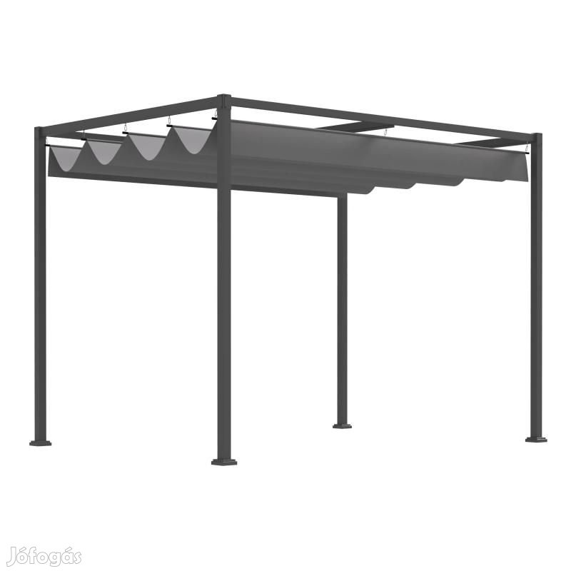 Pergola 3x2 m  állítható tetővel, szürke, fém kerti pavilon