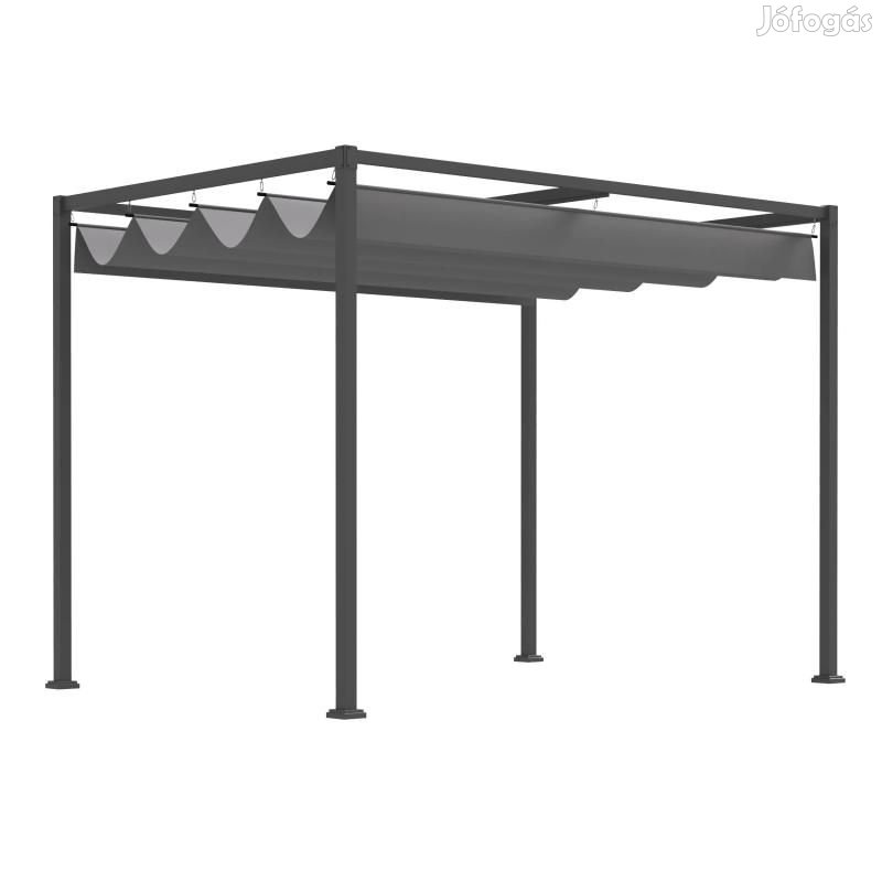 Pergola 3x2 m  állítható tetővel, szürke, fém kerti pavilon