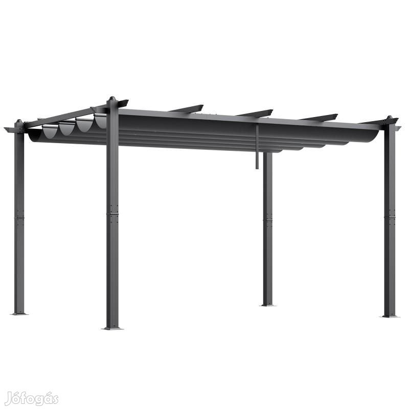 Pergola, pavilon alumínium, elhúzható napernyővel 3x4m szürke színben