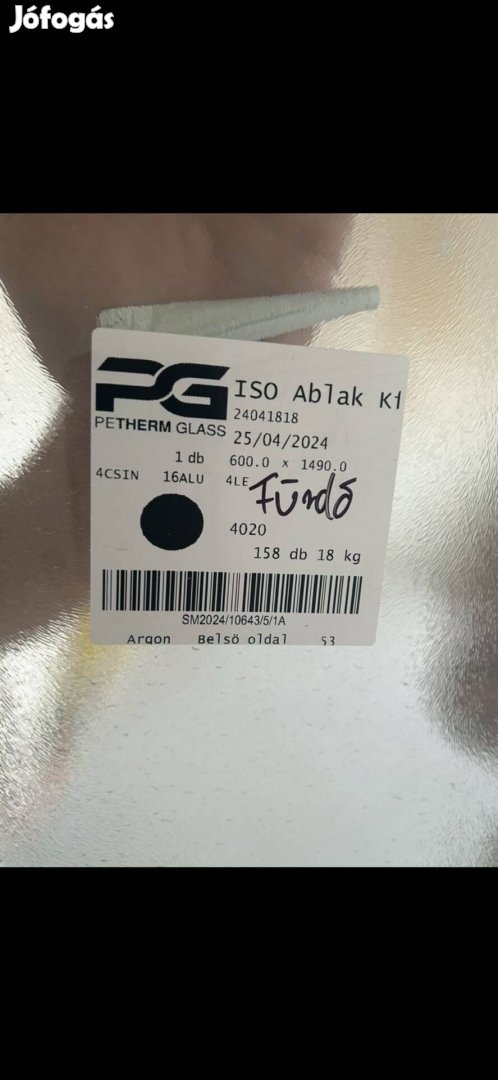 Perherm Glass 600x1490 Csincsilla ablaküveg