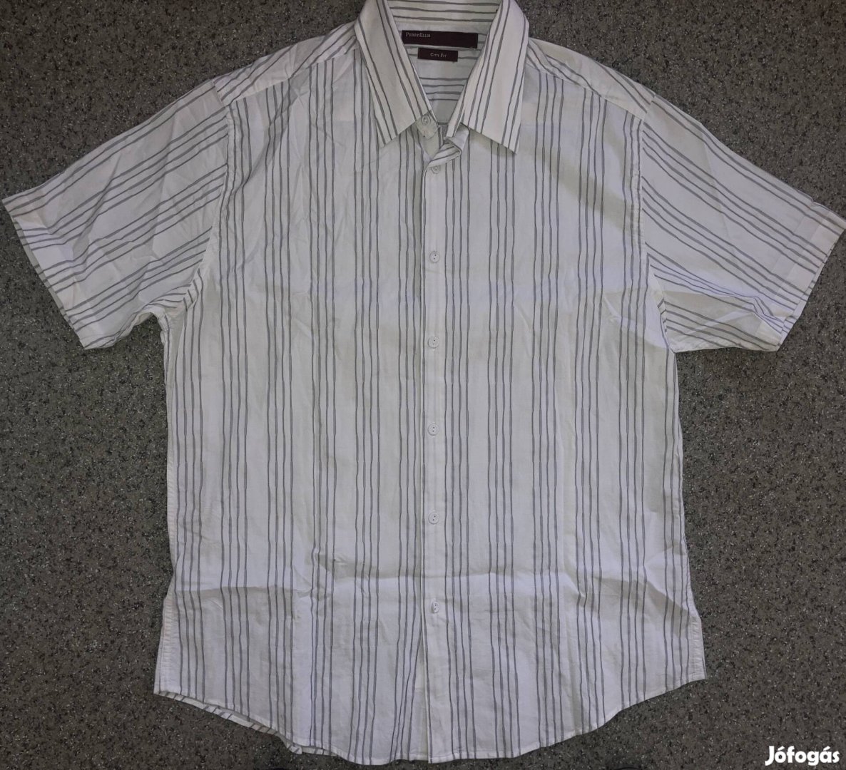Perry Ellis XL (City fit) kevertszálas ffi csíkozott rövidujjú ing