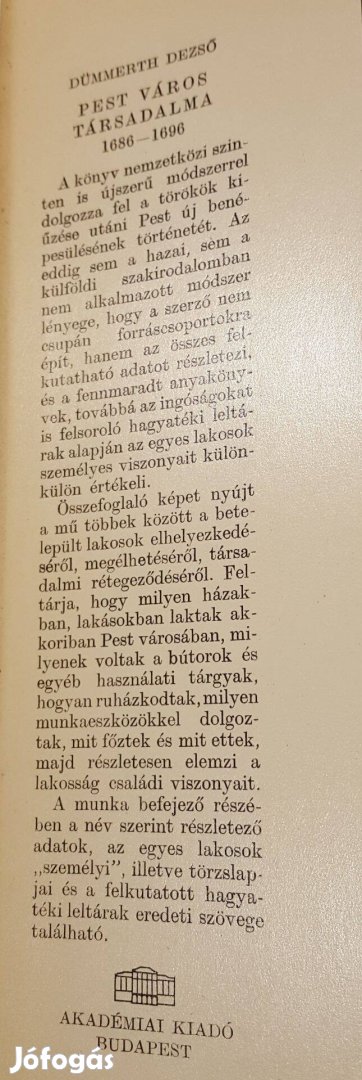 Pest város társadalma - 1686-1696 (Dümmerth Dezső)