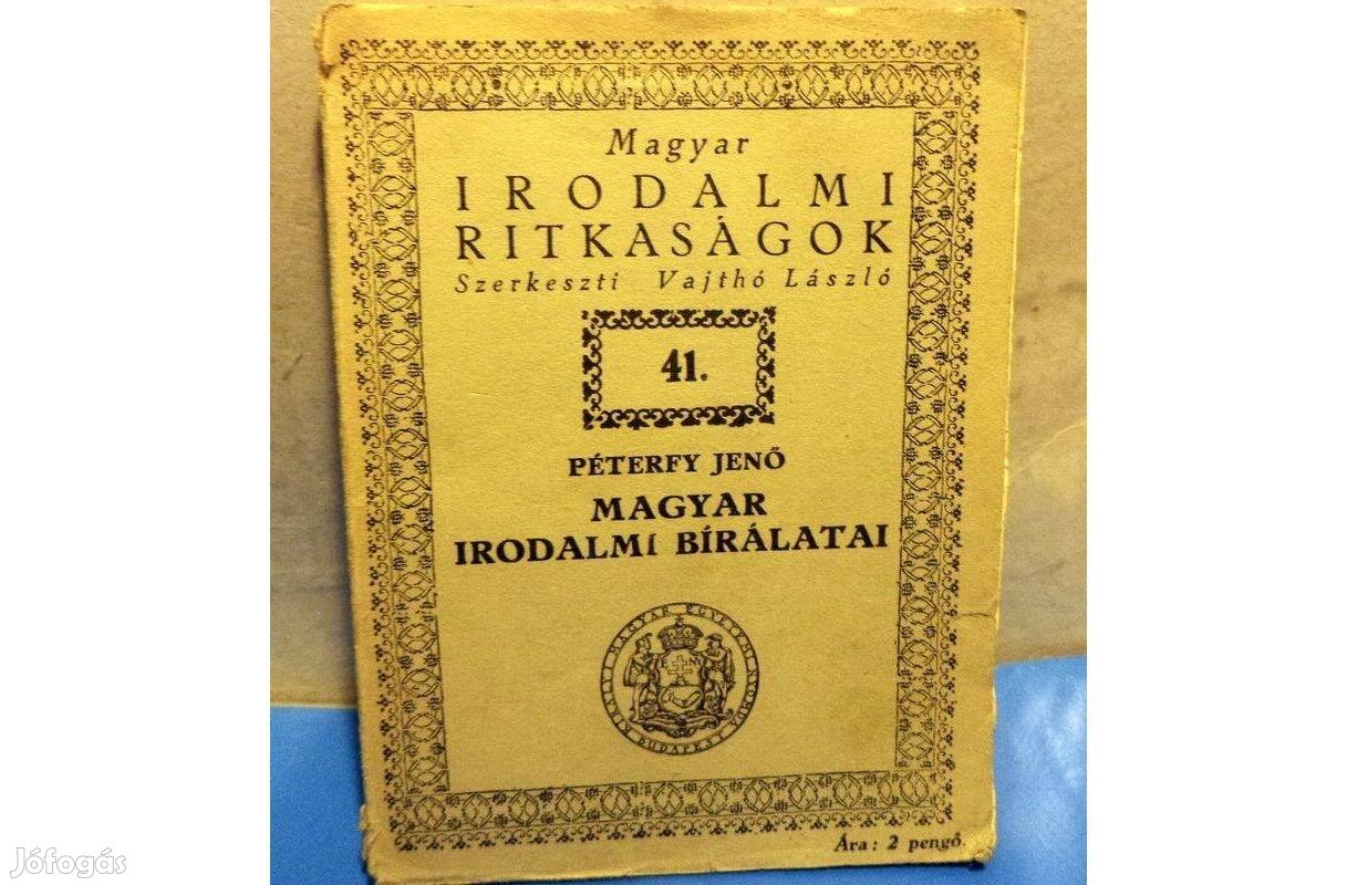 Péterfy Jenő: Magyar Irodalmi birálatai