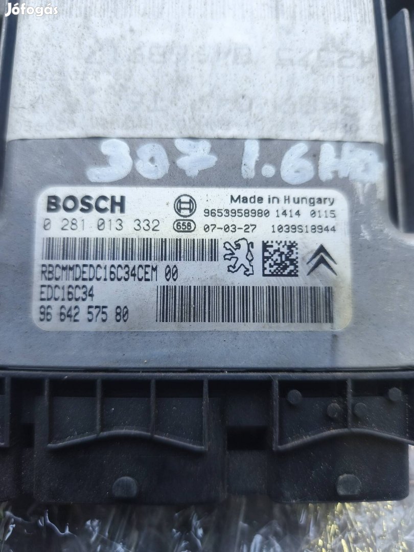 Peugeot 307 1.6 HDI motorvezérlő bsi kulcs 