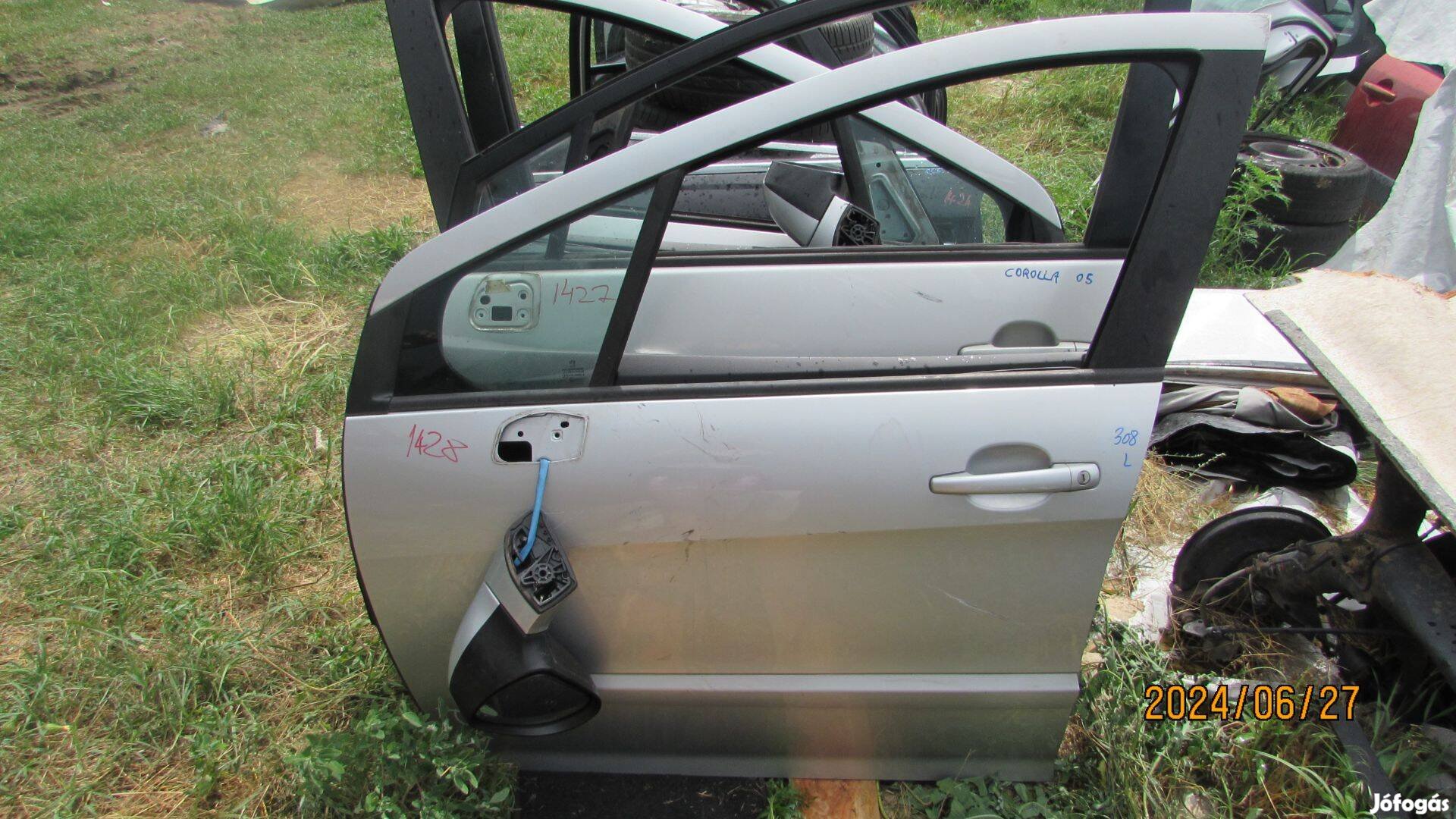 Peugeot 308 2009 bal első ajtó kompletten tükör nélkül ( 1428)