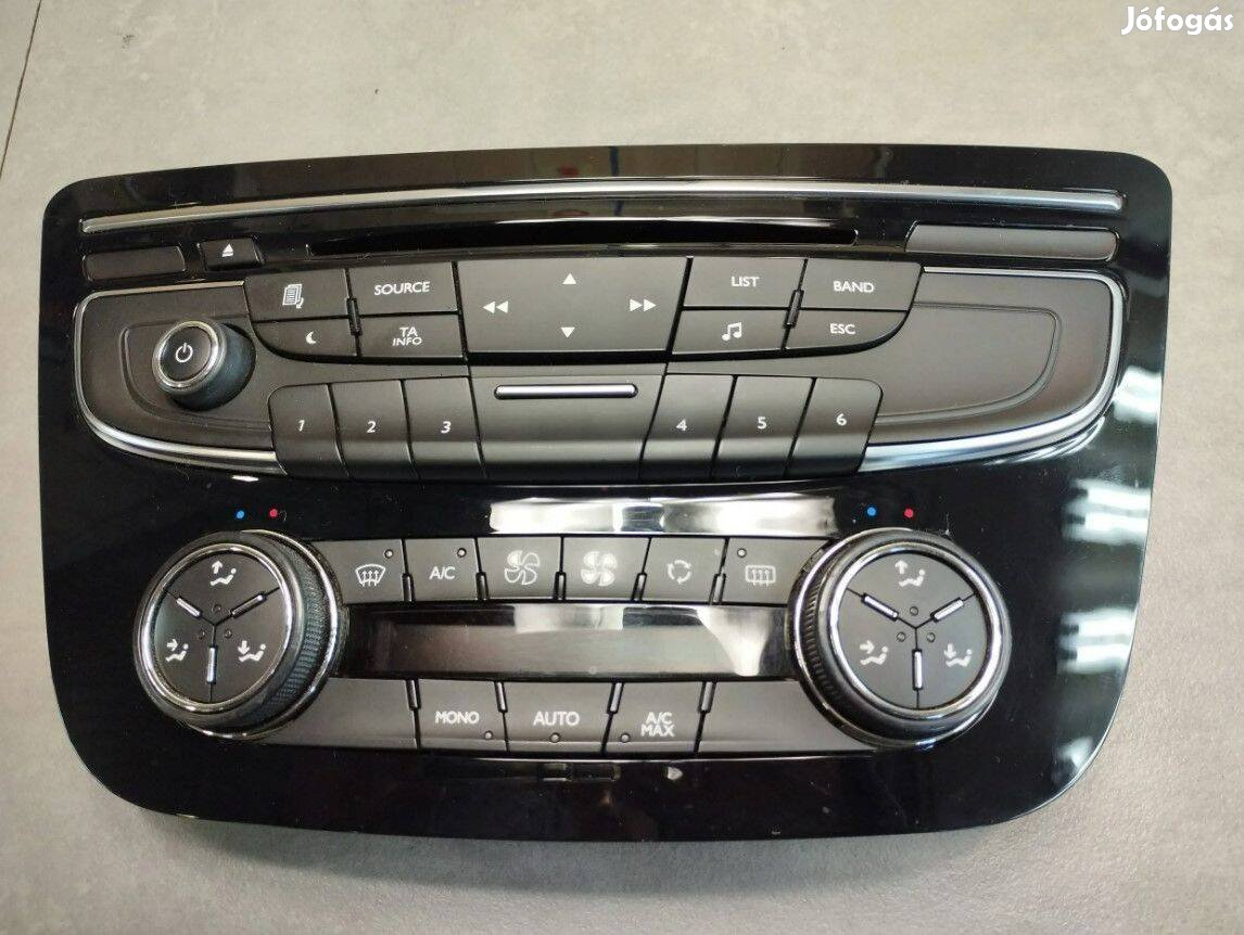 Peugeot 508 rádió, fűtés, klíma vezérlő panel 96656643Xz