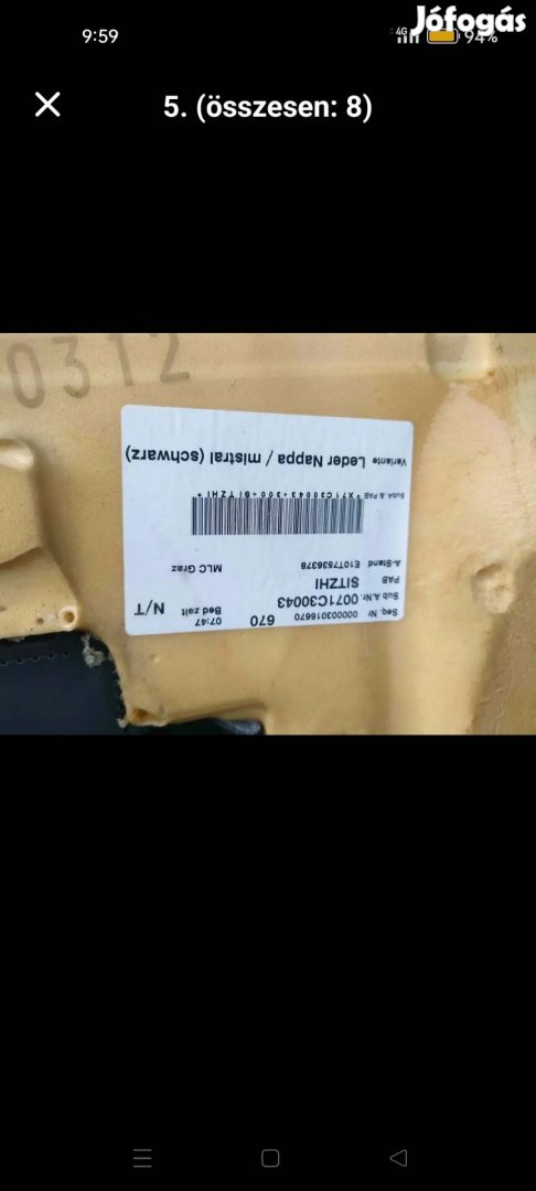 Peugeot Rcz bőr hátsó ülésszett 