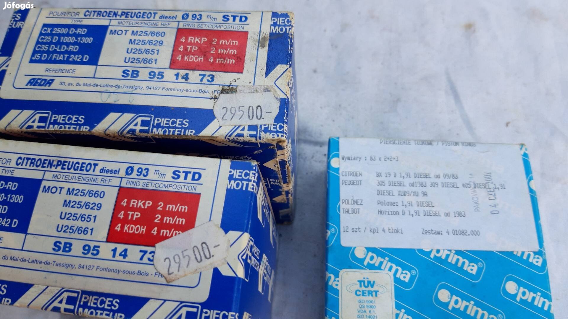 Peugeot dugattyúgyűrű garn 83 és 93mm es új  