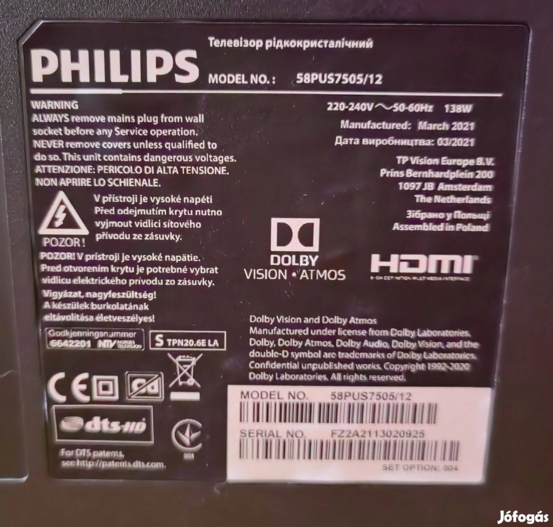 Philips 58pus7505/12 okos tv