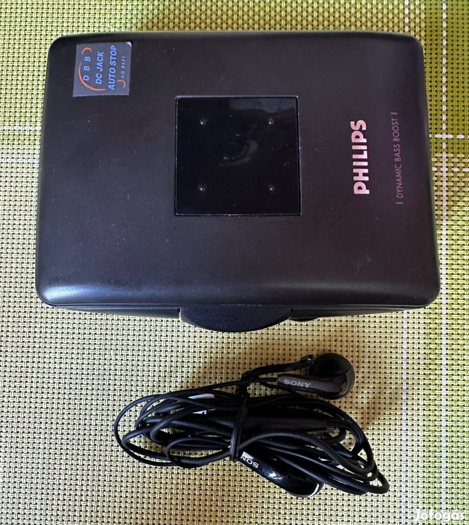 Philips AQ 6421 elemes hordozható kazettásmagnó Sony fülhallgatóval