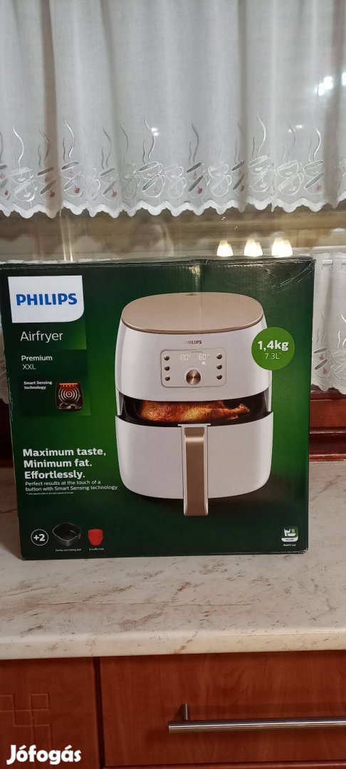 Philips Airfryer Premium XXL Garanciával!Forrólevegős sütő 1,4kg 7.3L