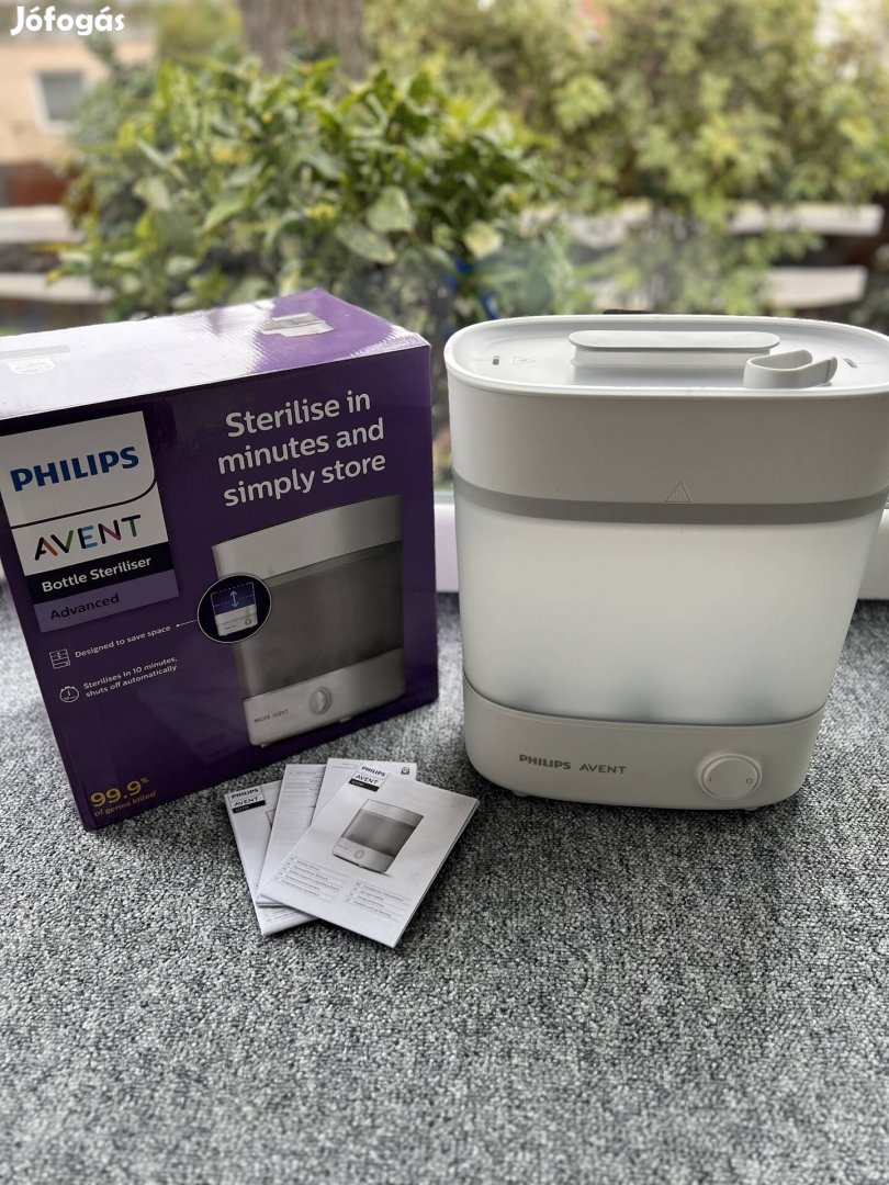 Philips Avent 3in1 elektromos sterilizáló, dobozában, papírjaival