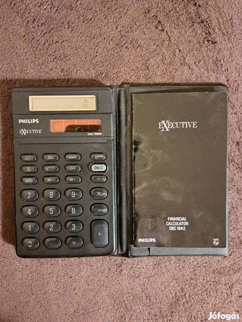 Philips Executive SBC 1642 típusú pénzügyi számológép, bőrtokos
