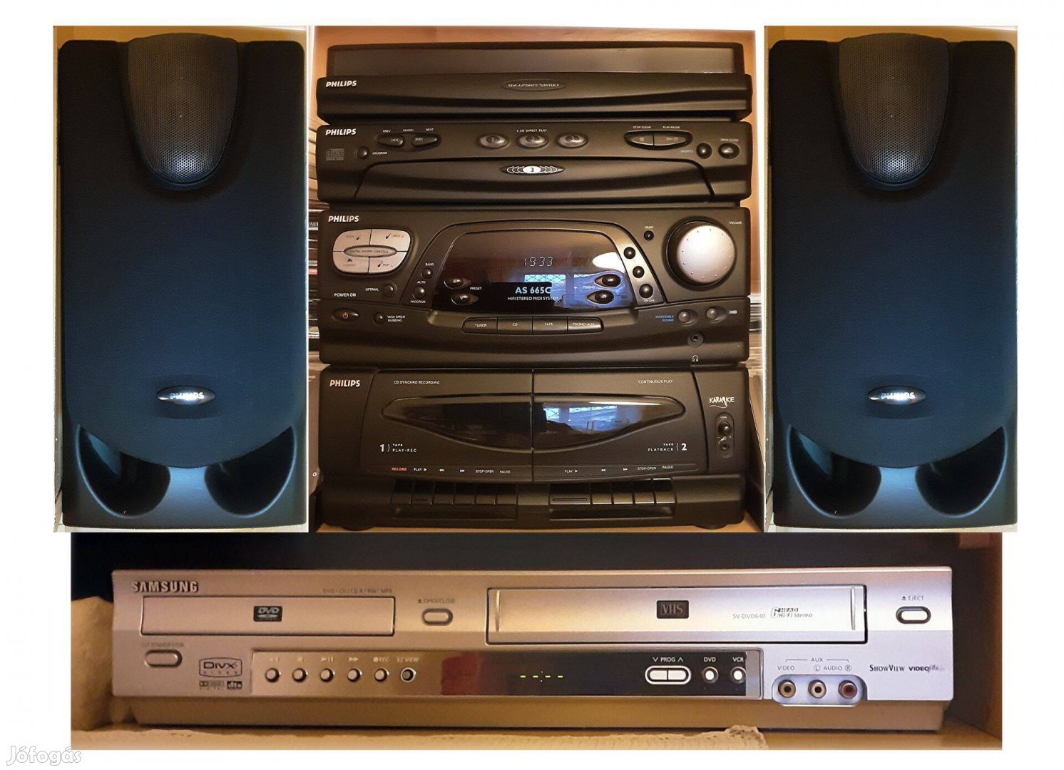 Philips Midi Hifi+Samsung DVD/VHS lejátszó