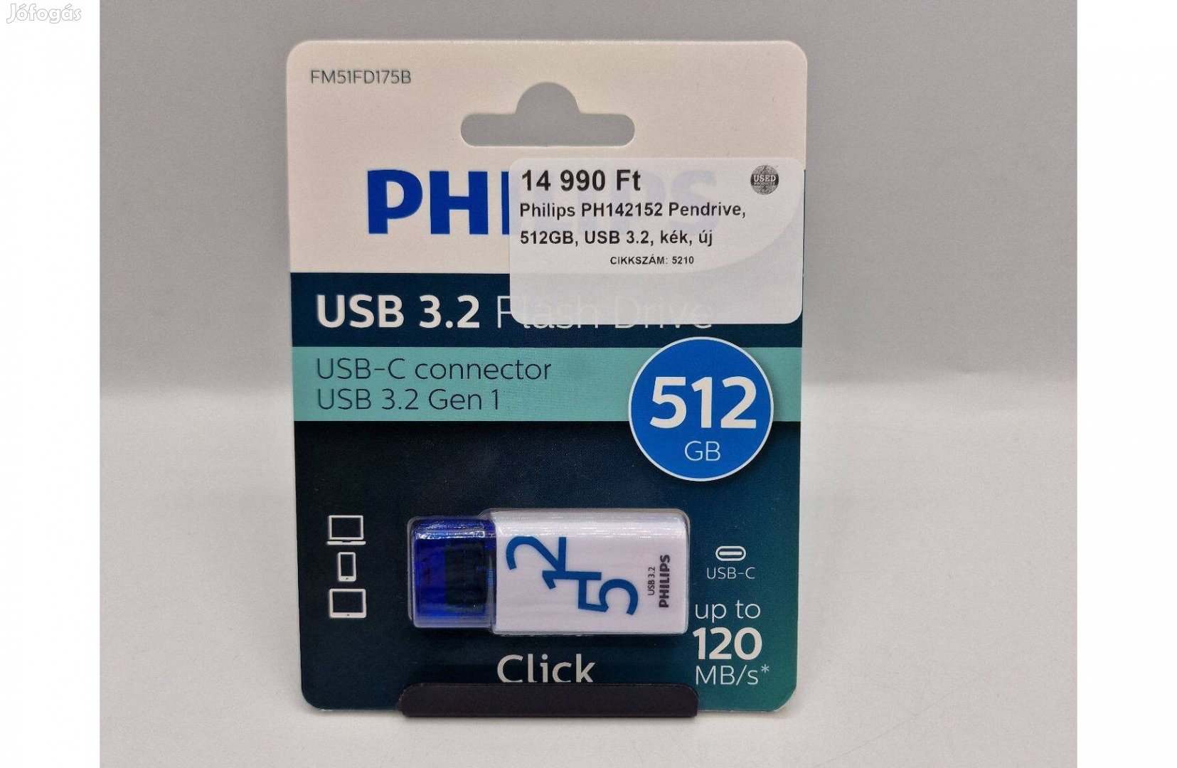 Philips PH142152 Pendrive, 512GB, USB 3.2, kék, új