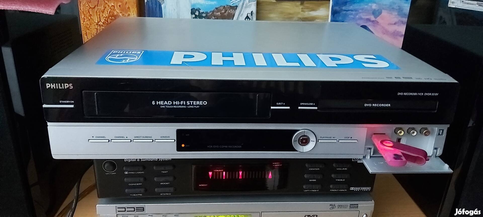 Philips USB-s DVD író 6fej hifi sztereó videó kombó csere is