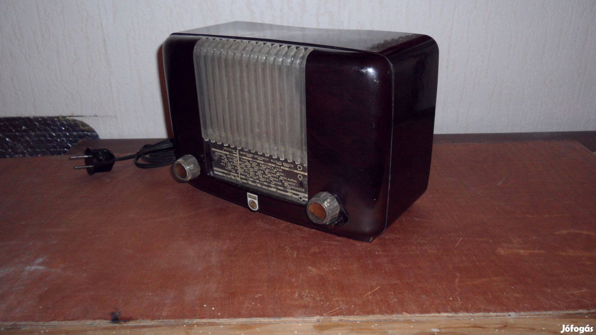 Philips holland Vintage csöves bakelit dobozos asztali rádió 1950/1956