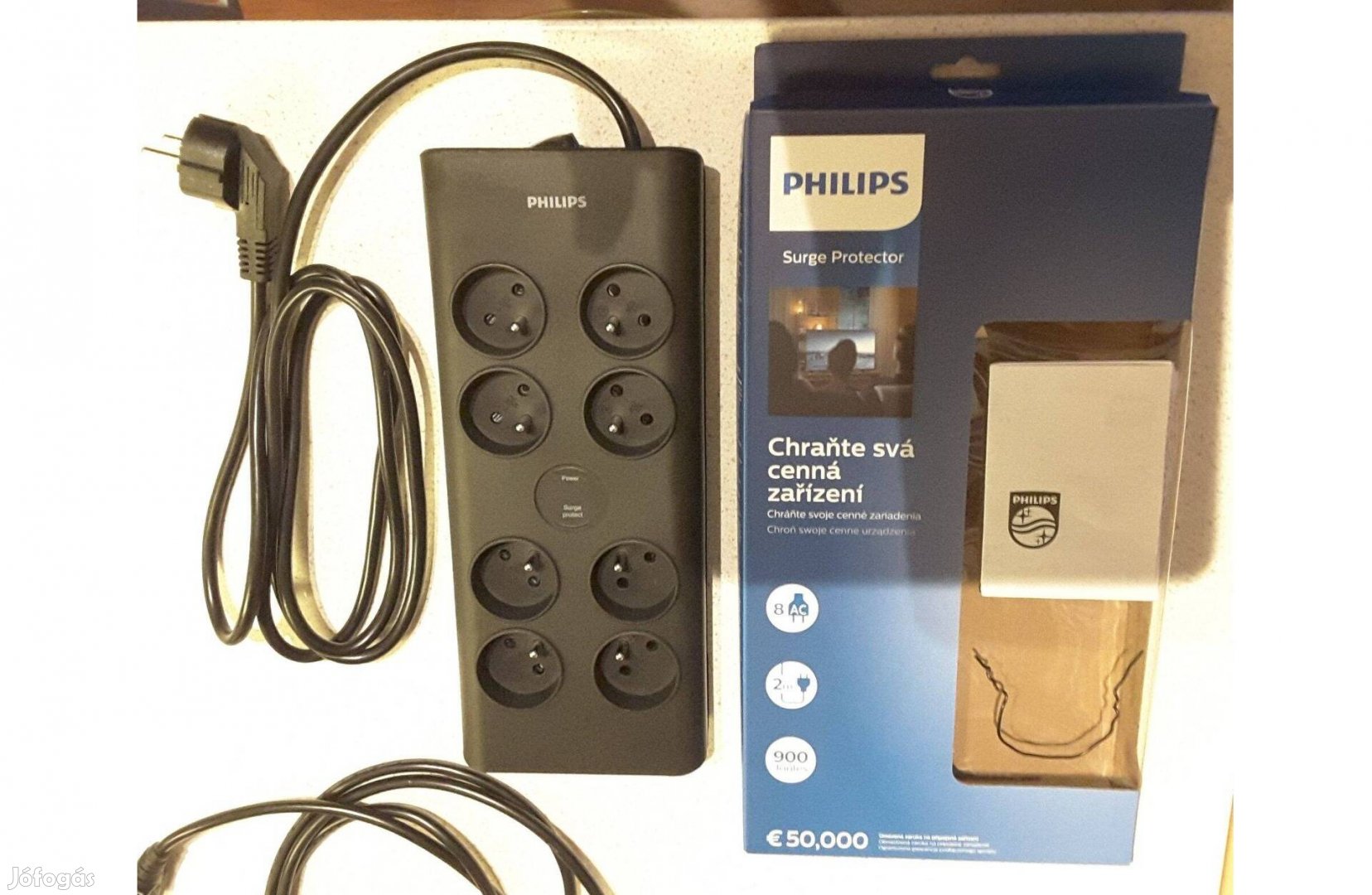 Philips konnektor / túlfeszültség védő hálózati aljzat 8 dugós 2 méter