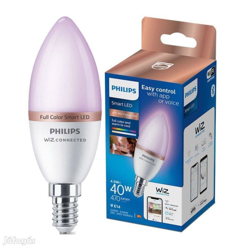 Philips okos RGB LED izzó, gyertya, Wi-Fi, Bluetooth, színes fényű