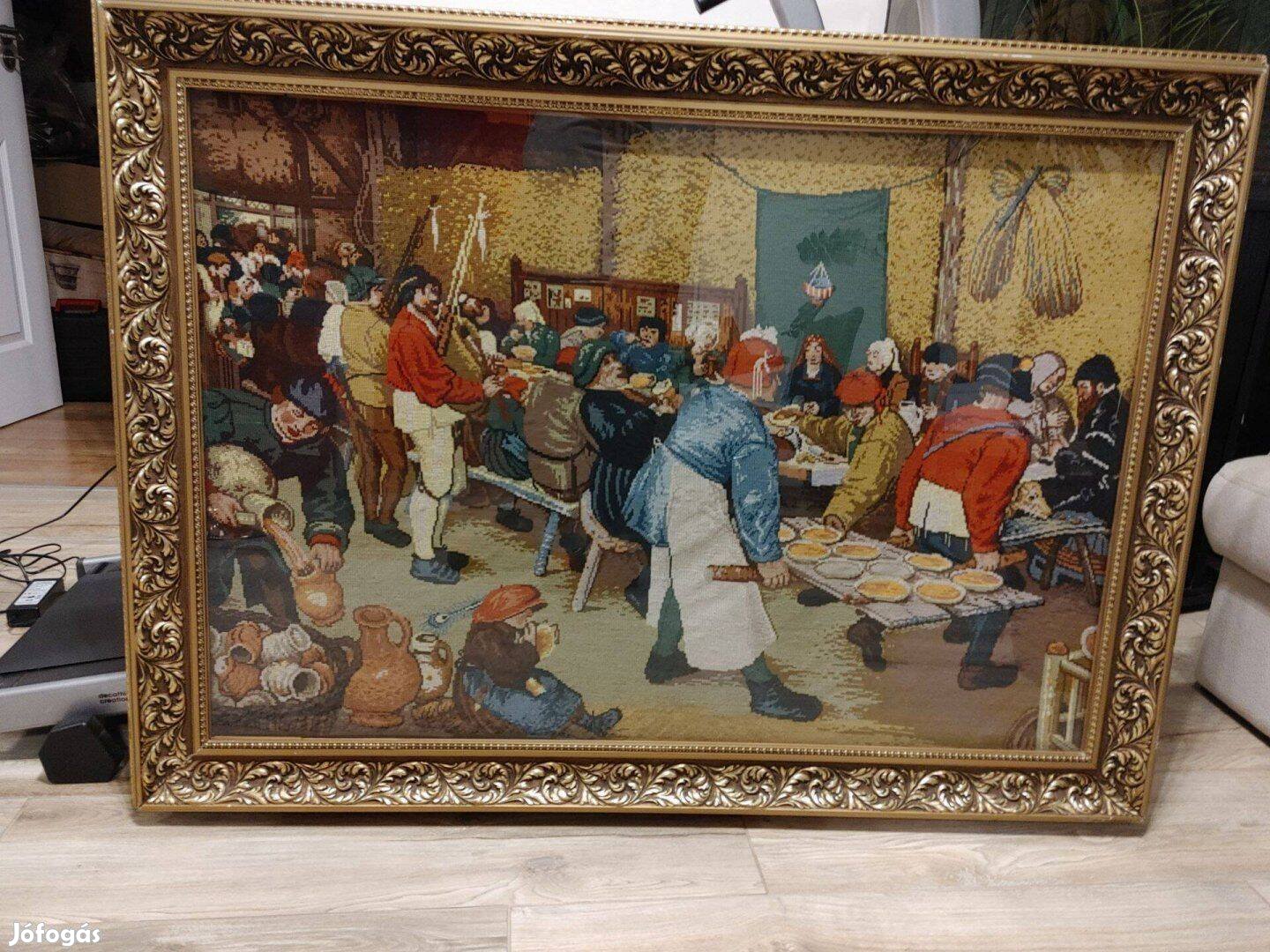 Pieter Brueghel parasztlakodalom goblein gobelin kép 130x96 cm