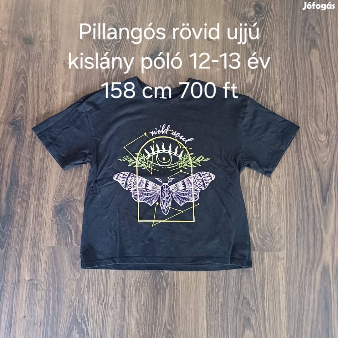 Pillangós rövid ujjú kislány póló 12-13 év 158 cm