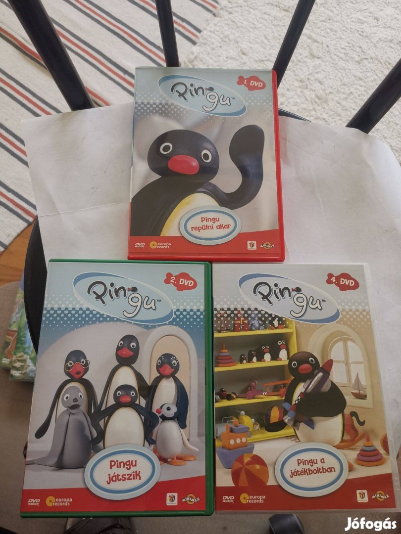 Pingu sorozat 1., 2., 4.- DVD mesefilm - repülni akar + játszik stb