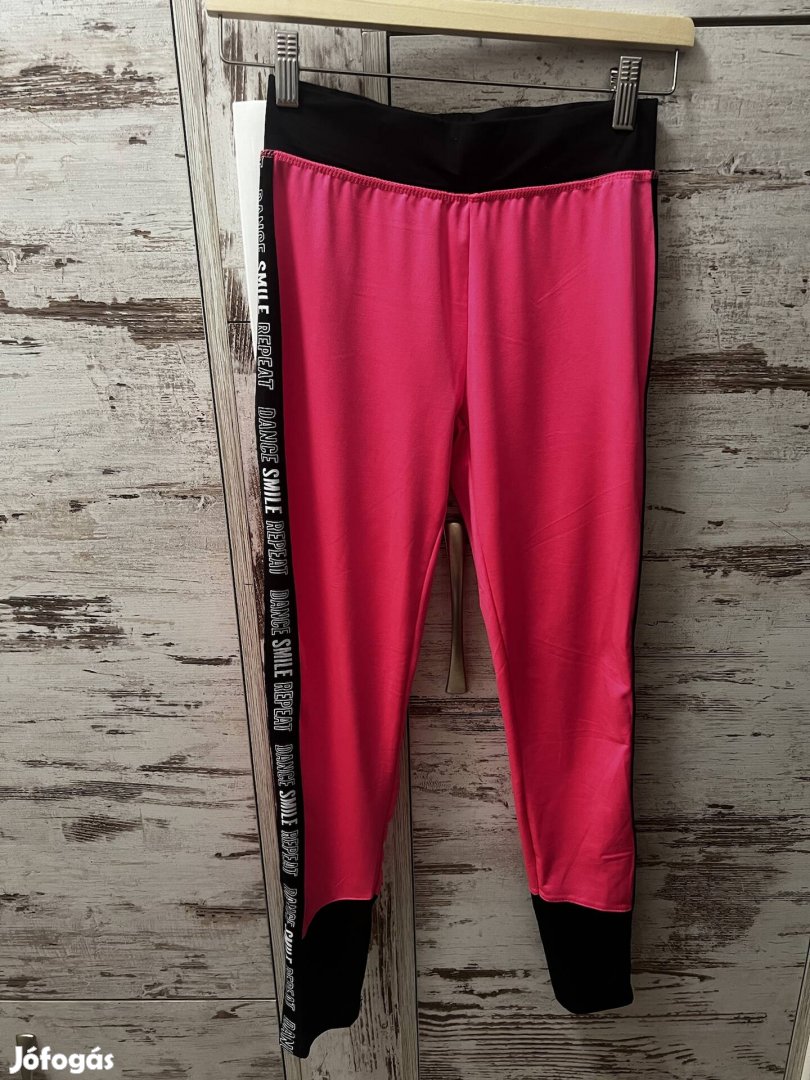 Pink / fekete leggings S 