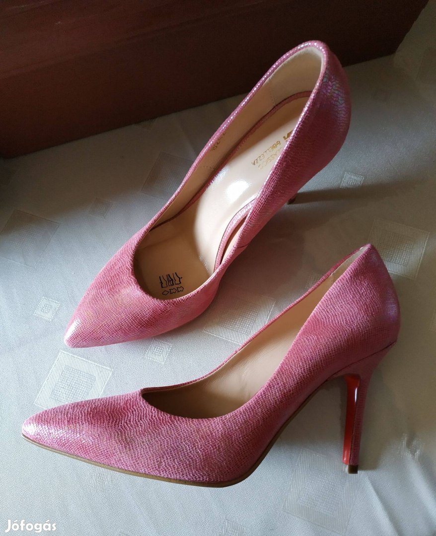 Pink, rózsaszín új gyönyörű luxus valódi bőr tűsarkú cipő eladó