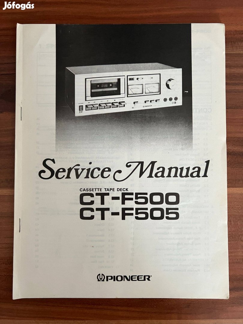 Pioneer CT F 500 / 505 gyári eredeti szerviz könyv, utasítás, leírás