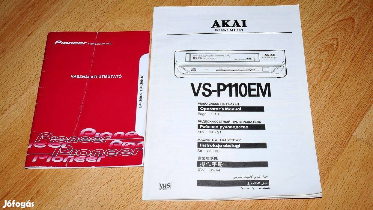 Pioneer és Akai vhs használati utasítás együtt