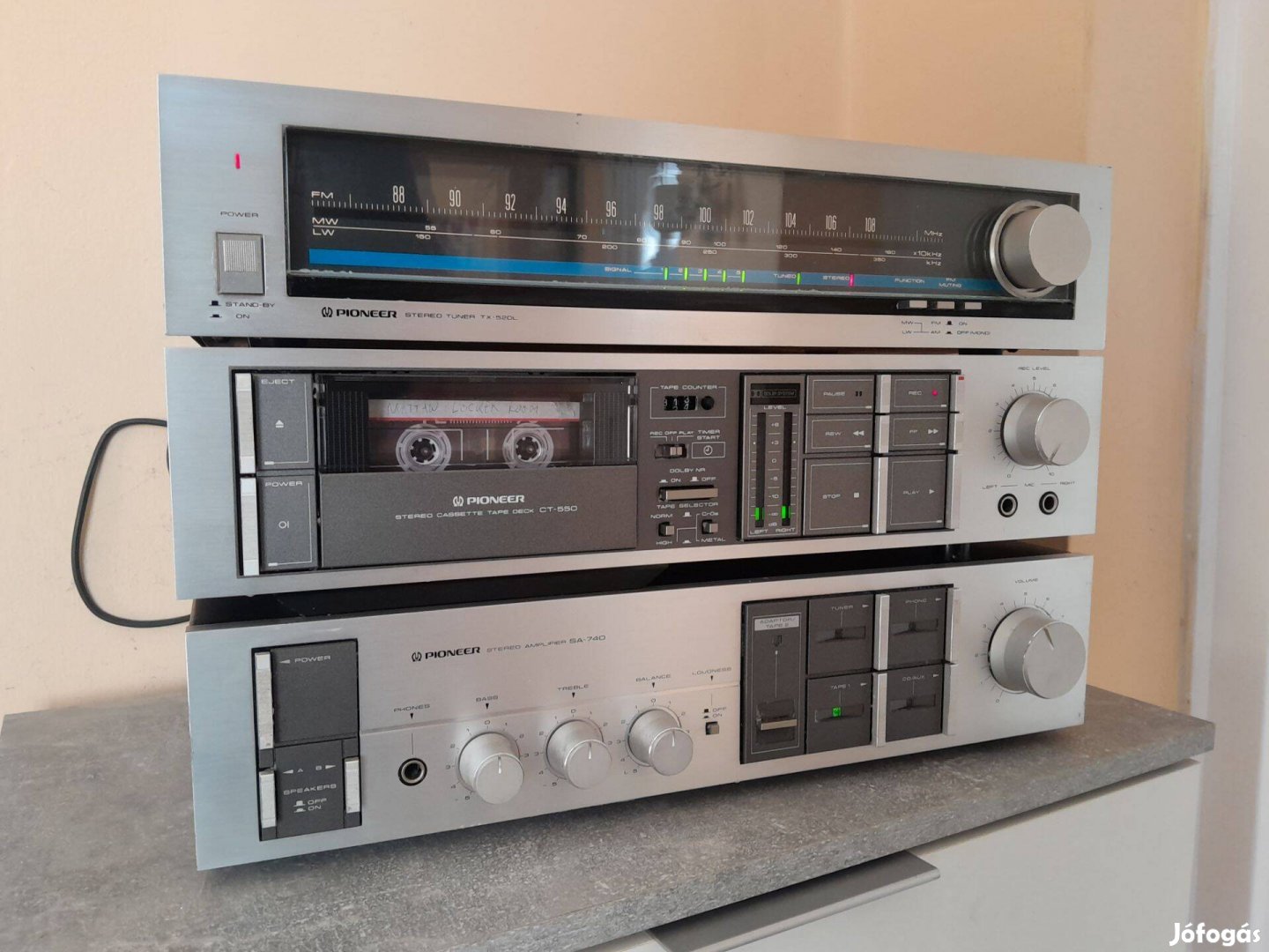 Pioneer nagy hifi szett sztereo erőstő tuner deck