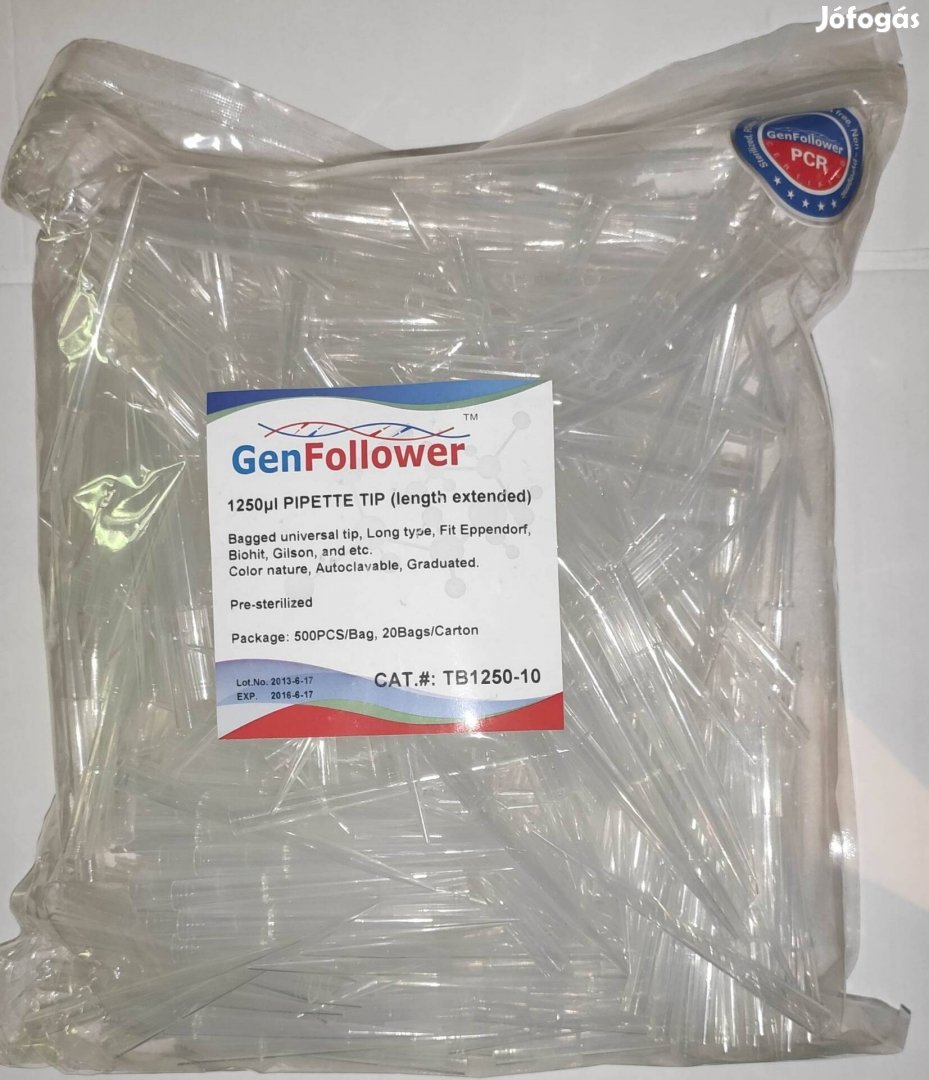 Pipetta hegy pipette tip 1250ul Genfollower zacskós