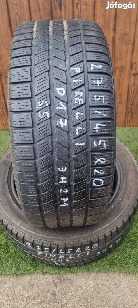 Pirelli 275/45 R20 ~5mm 2017-es Téli Gumiabroncs 2db #271