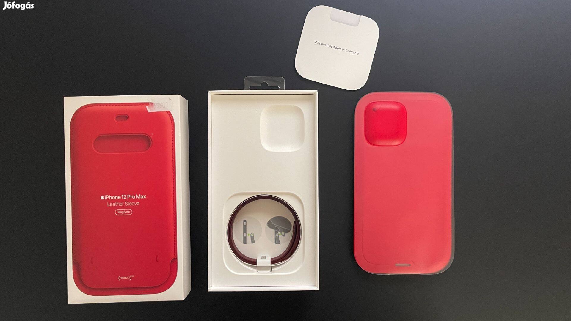 Piros Apple magsafe leather Sleeve (Piros bőr tok) iphone 12 Pro Max