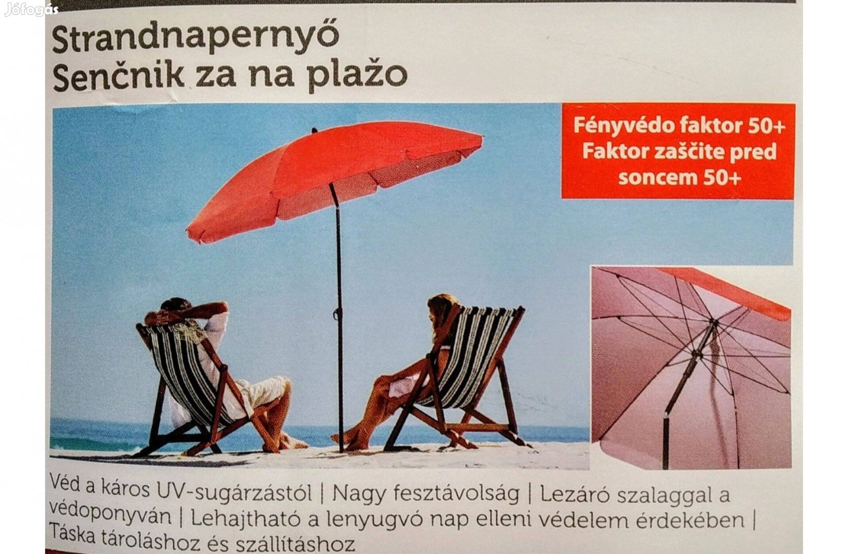 Piros Napernyő strand ernyő Dönthető,Hőtükrös,UV 50,Akciós Áron