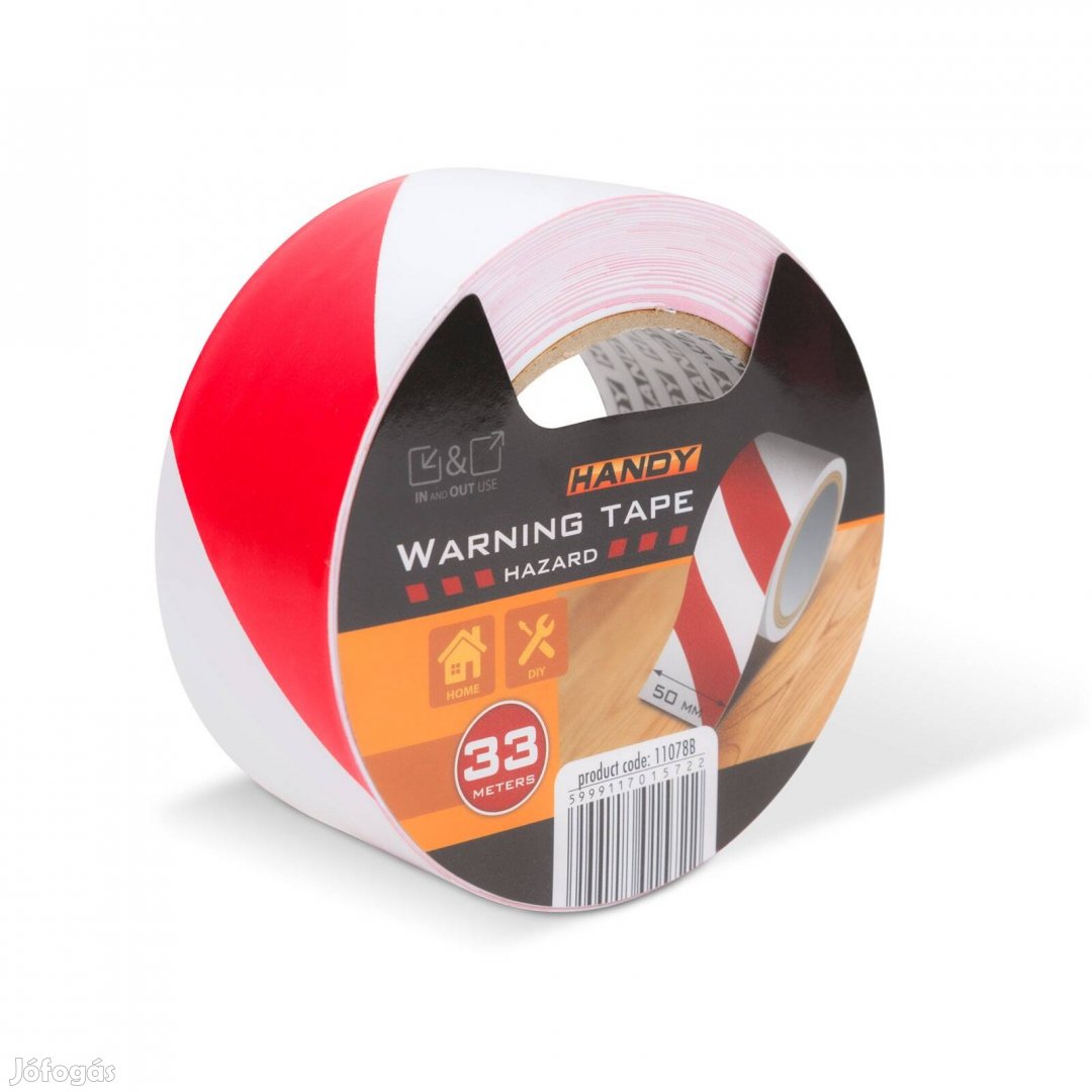 Piros Fehér Veszélyt jelző ragasztószalag - 50 mm x 33 m