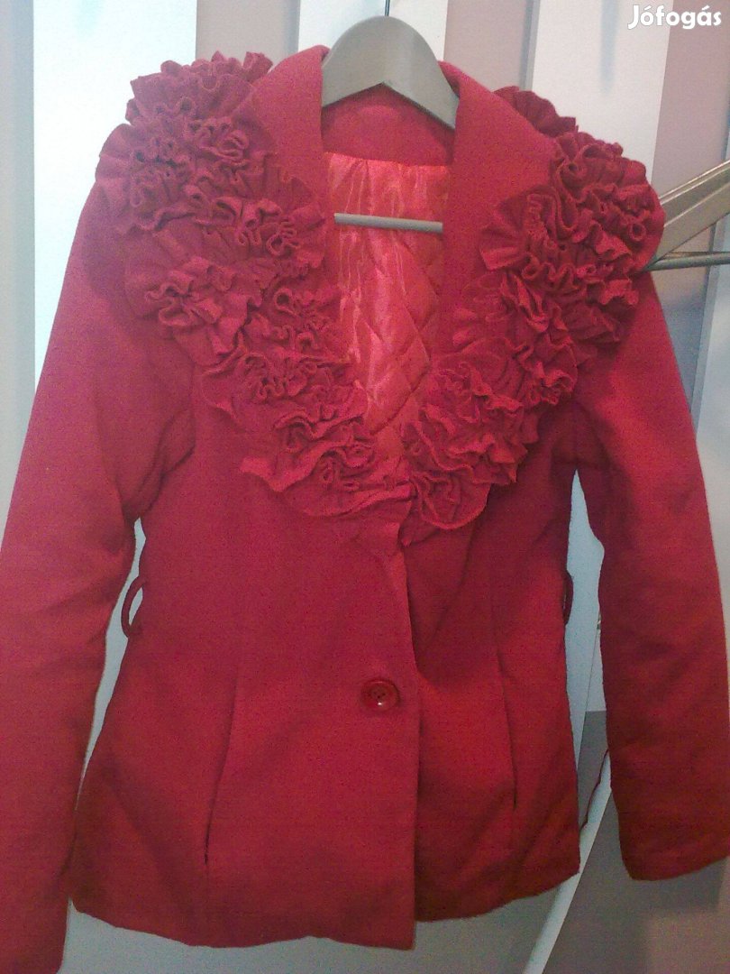 Piros, vastag téli, elegáns kabát 36-os