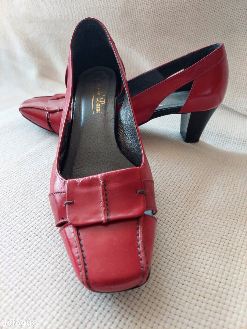 Piros bőr női 37-es alkalmi- tavaszi-nyári cipő