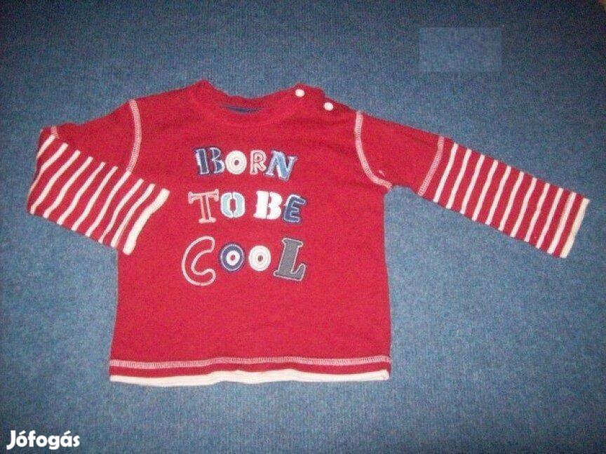 Piros csíkos ujjú hosszú ujjú felső póló 12-18 hó méret 86