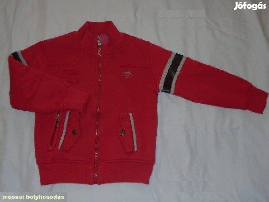 Piros elöl cipzáras pulóver 5-6 évesre (méret 116)