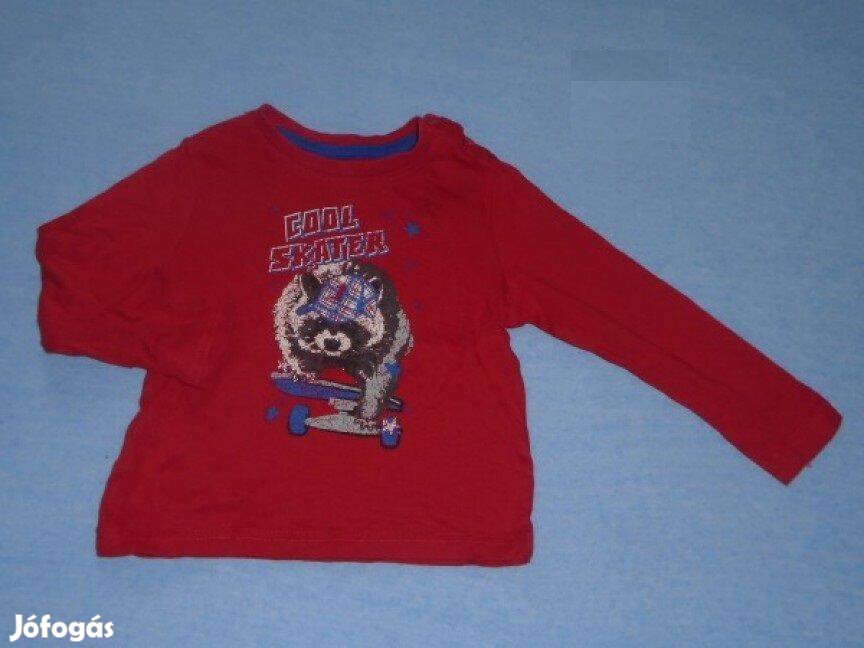 Piros és állat mintás hosszú ujjú felső 2 évesre méret 86 92