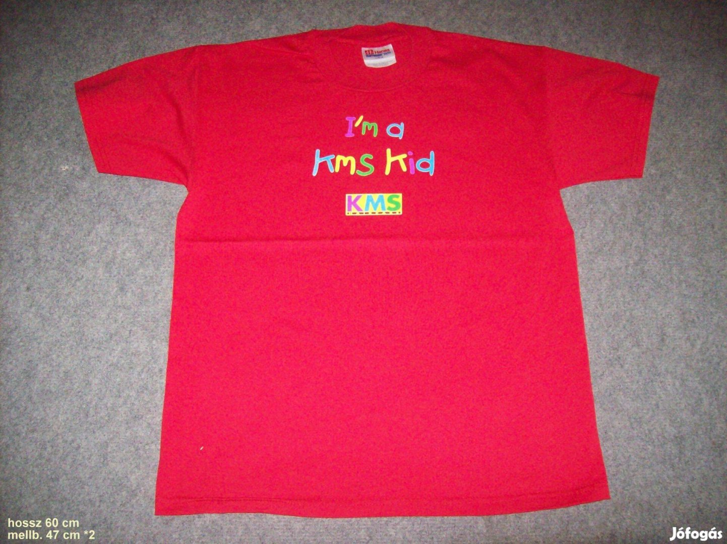 Piros és feliratos pamut póló 11-12 évesre (méret 152)