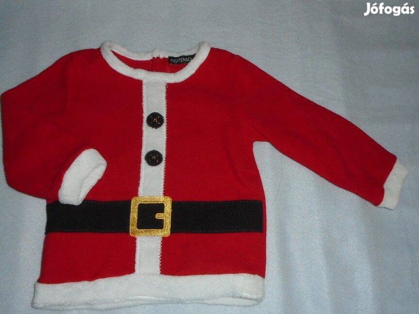 Piros és télapó mintás hosszú ujjú felső 12-18 hó méret 86