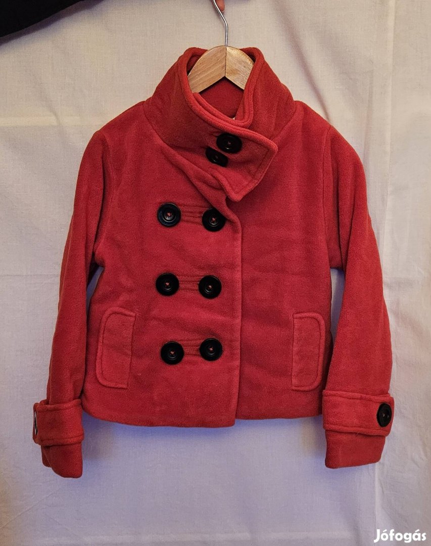 Piros gombos Kislány téli/ átmeneti plüss kabátka  116