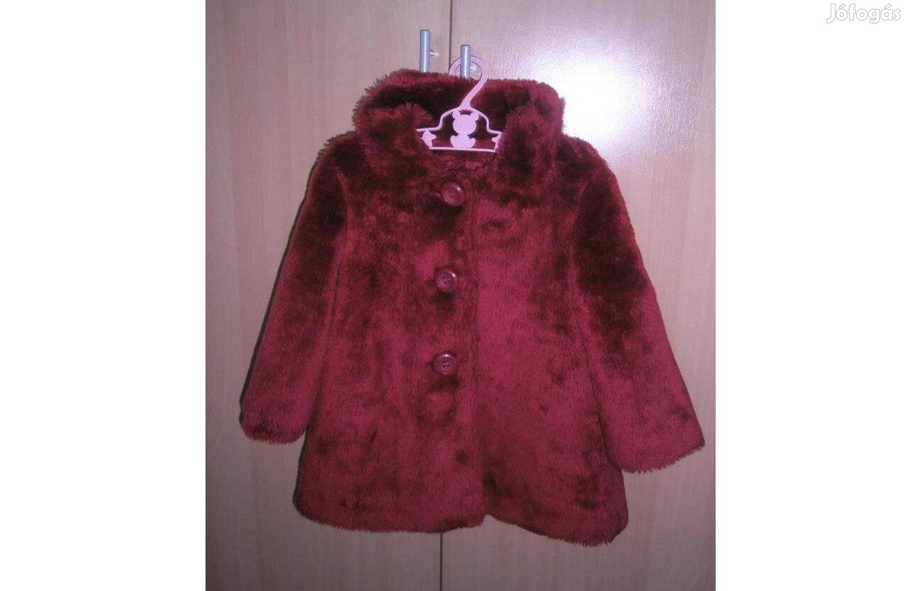 Piros kislány bunda, kabát ( 86 méret )