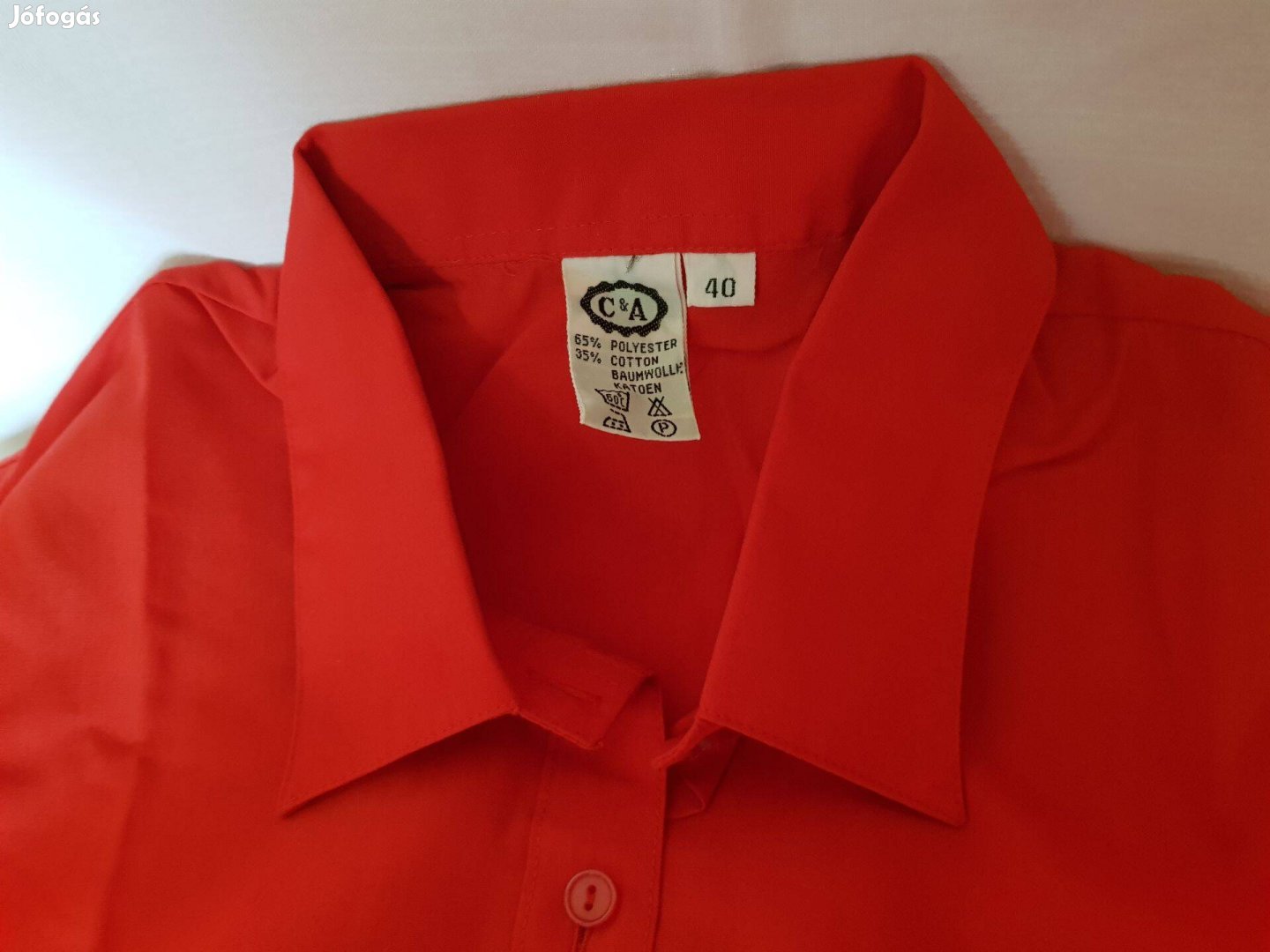 Piros női ing blúz, új, 40-es méret, hosszú ujjú, végig gombos eladó