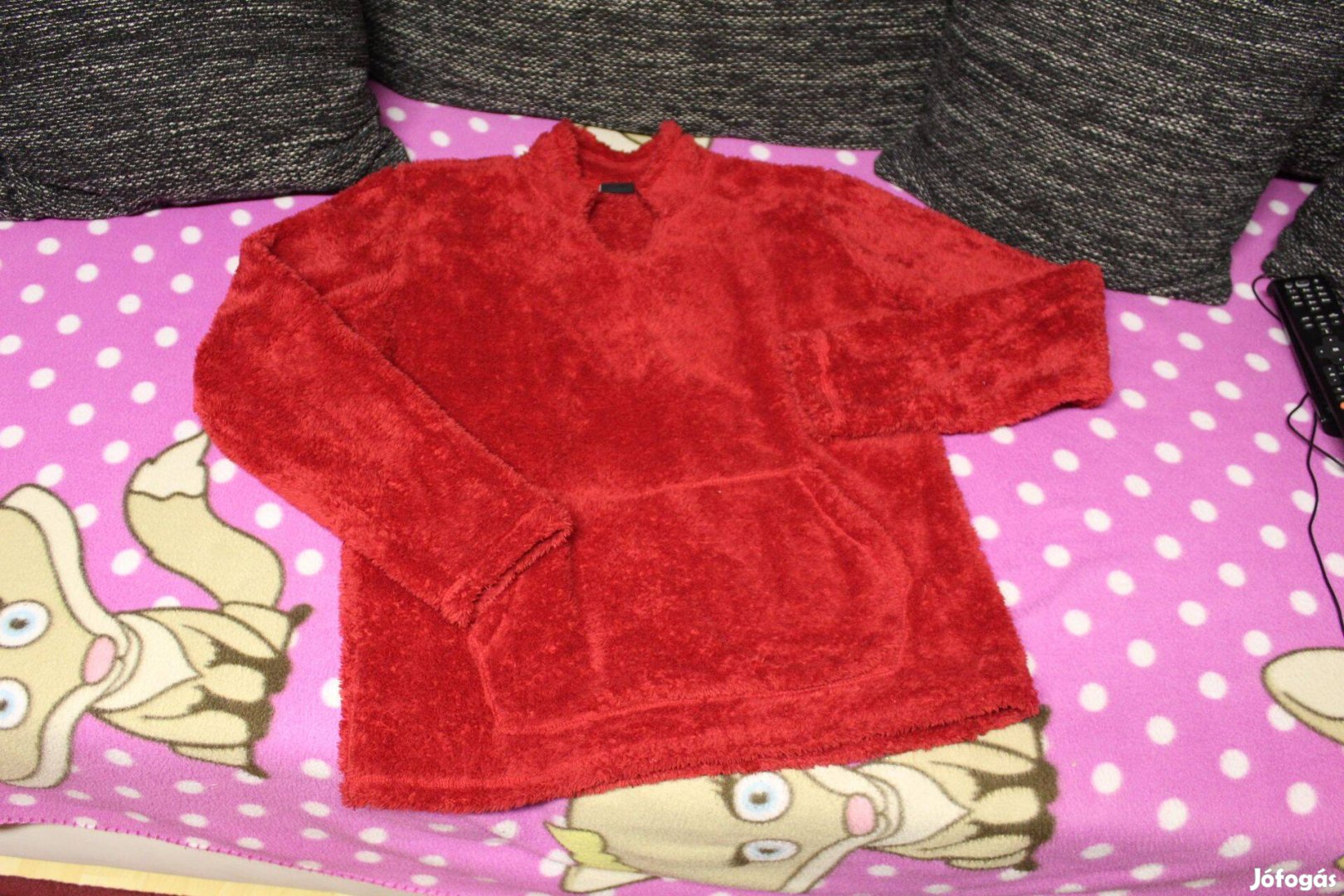 Piros puha noi pulover, zsebes, Uj, s (m)