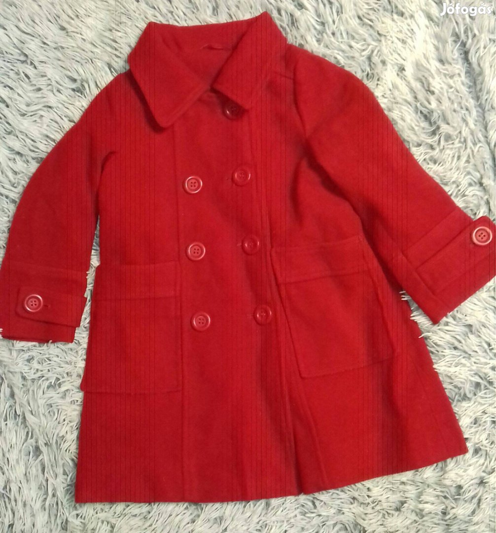 Piros szövet kabát, 50% gyapjú, 110-122