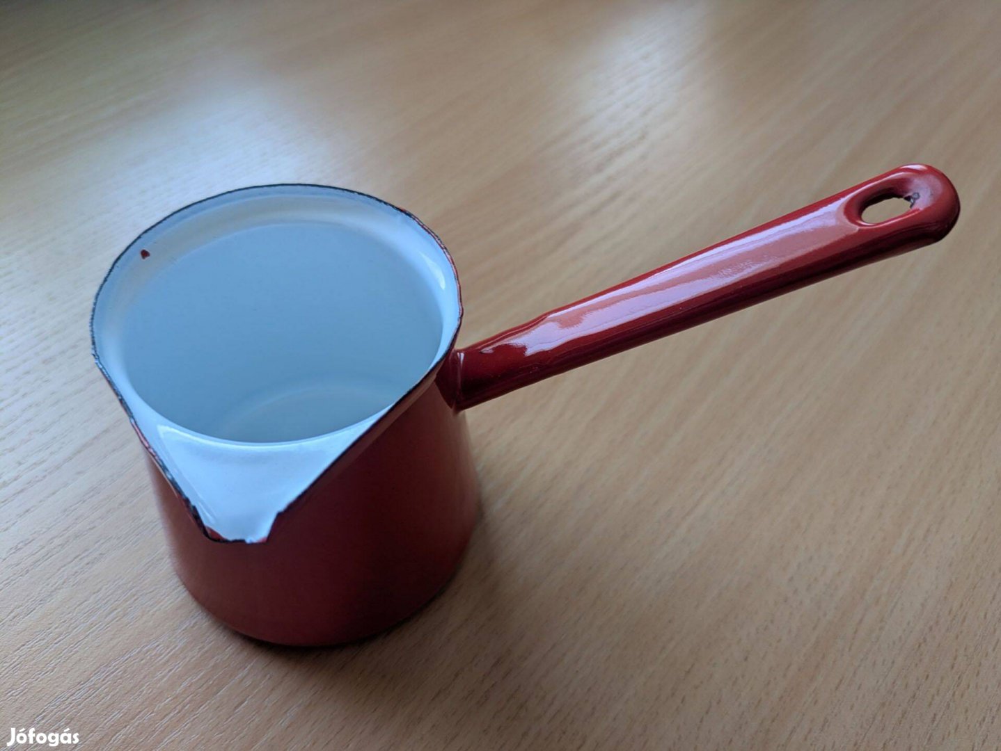 Piros zománcos bádog kávé kiöntő 0.3l