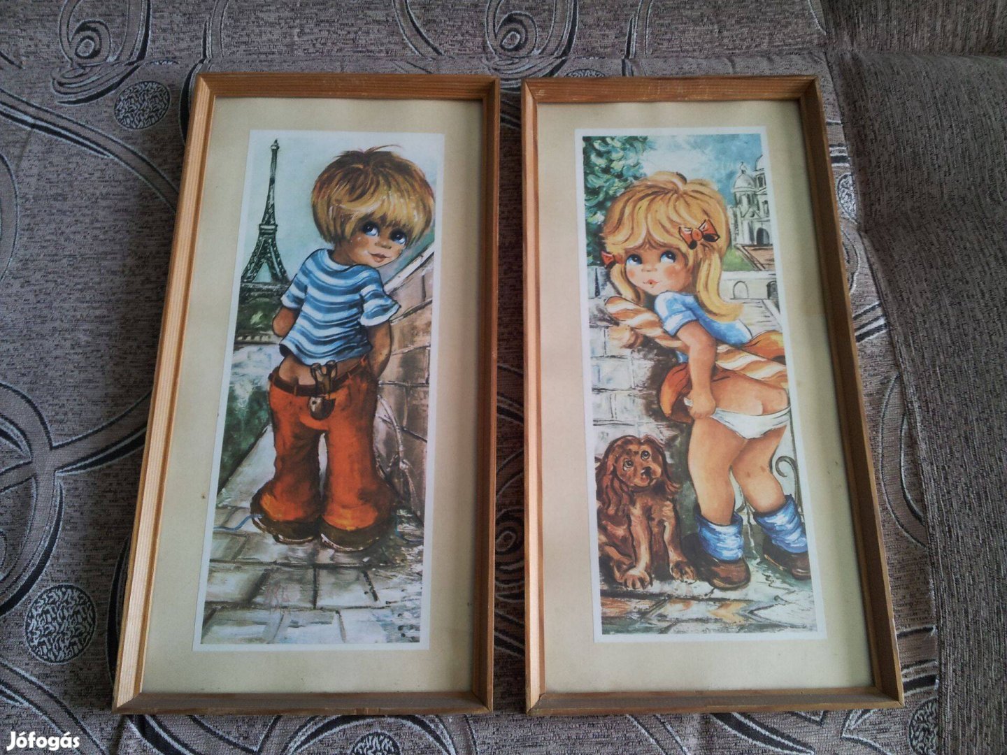 Pisilő gyerekek fali kép pár darabáron